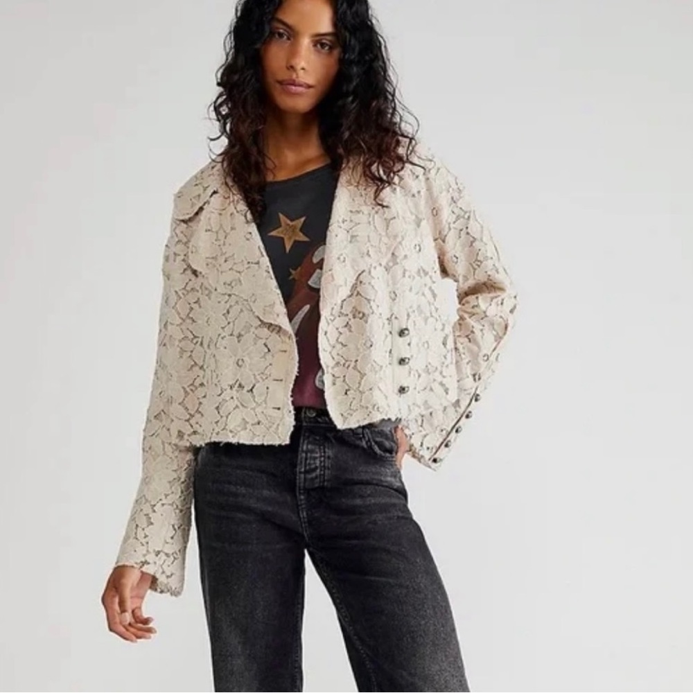 Free People Cream Lace Jacket